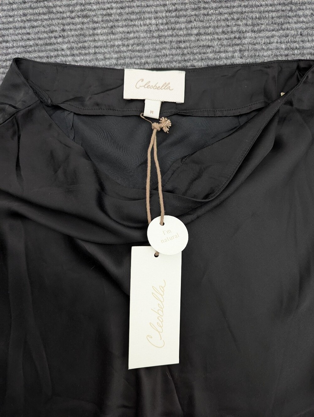 NWT Cleobella Midi Skirt Black Medium 100% Viscose Satin Slip Skirt Minimalist - Picture 4 of 13